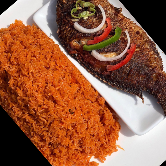 Hot Served Jollof Rice with Tilapia| Balance Meal| Ghanaian Dishes| Crave Chow Connect